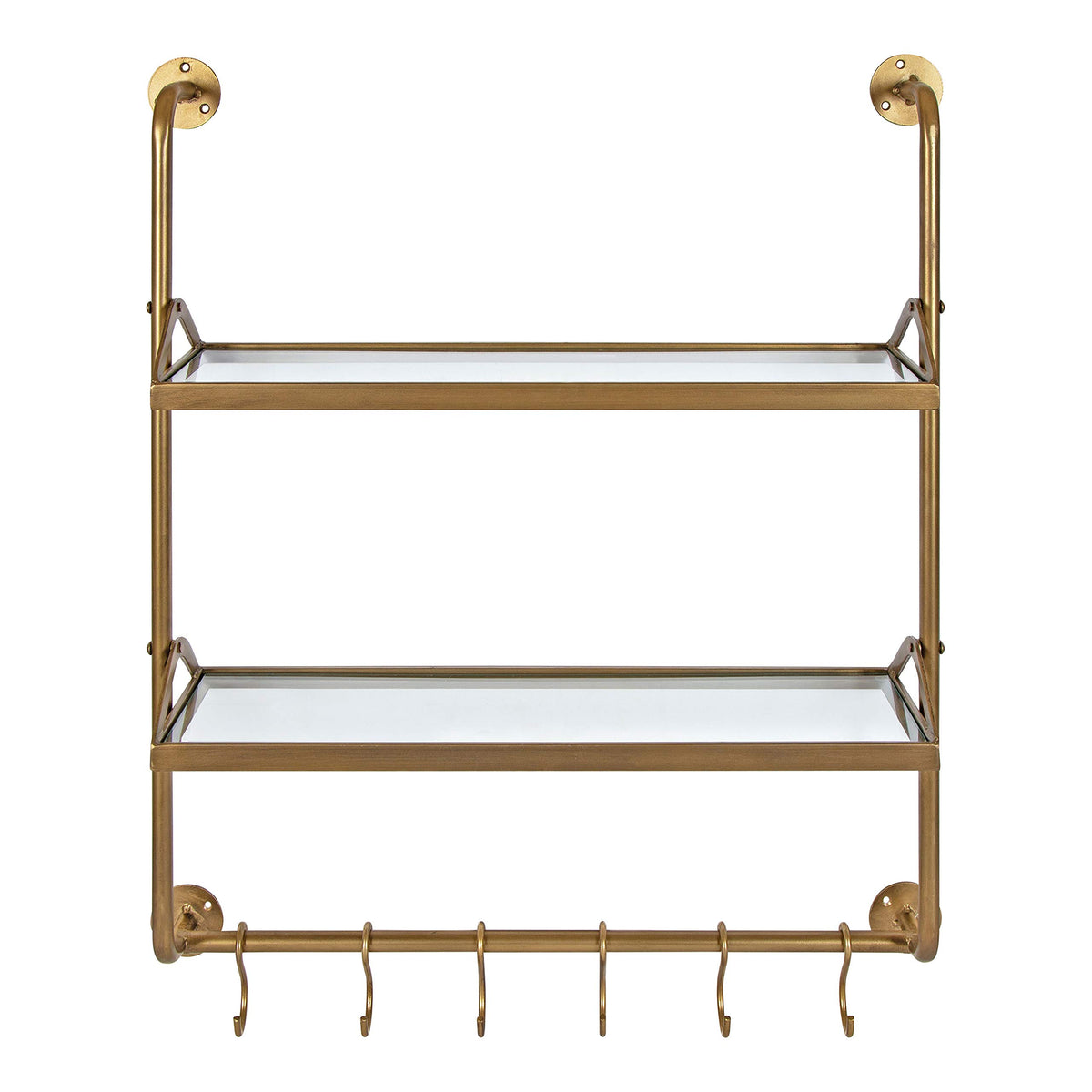 Gold Wall Shelf with Glass Shelves M27326