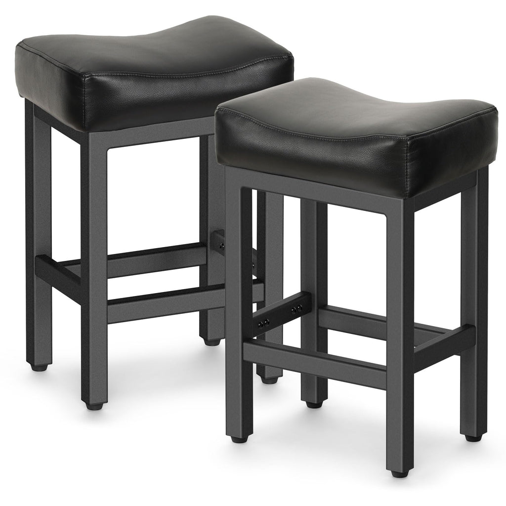 Bonded Leather Counter Height Bar Stools Set of 2 Q15144