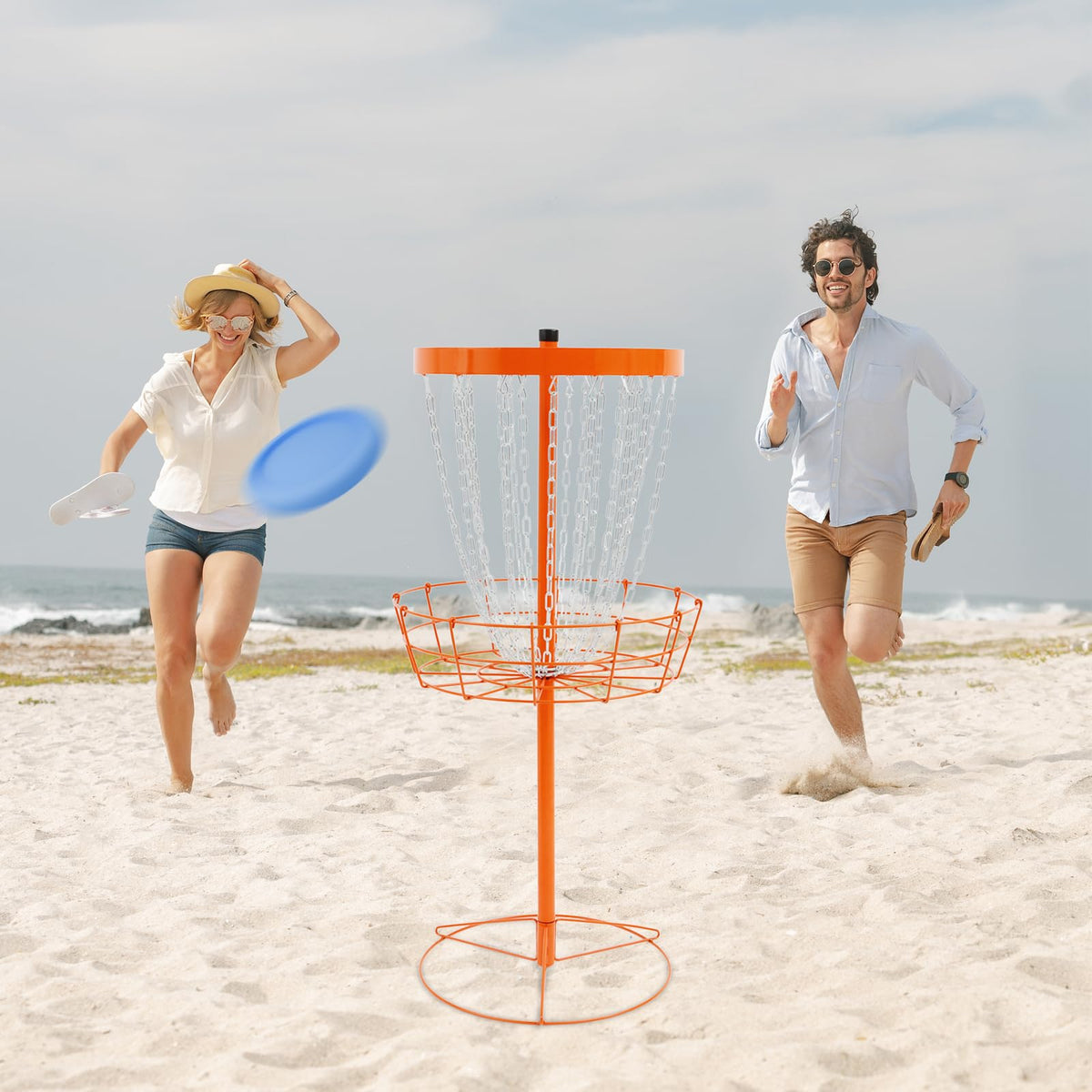 Portable Disc Golf Basket with 24-Chain Catching System M550553