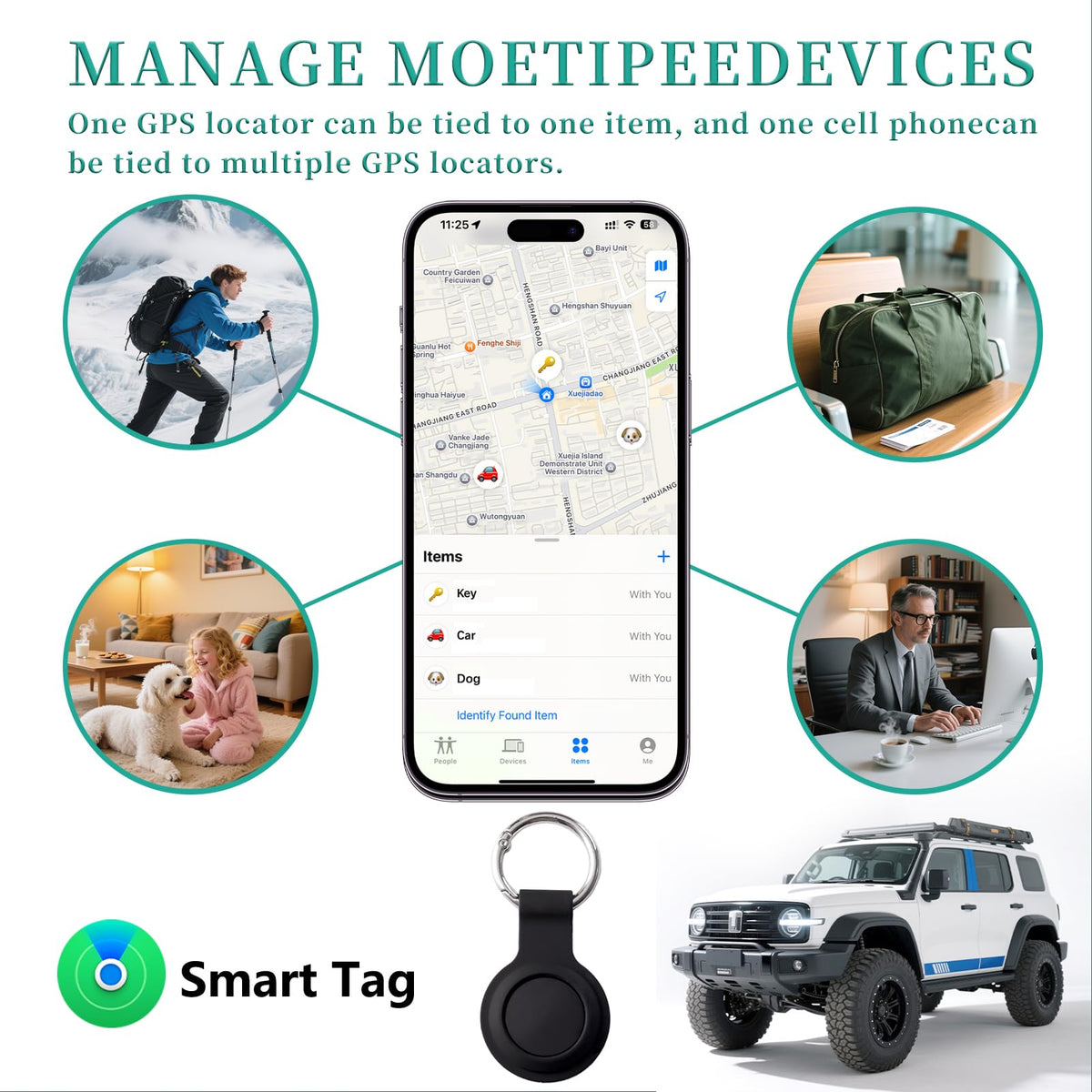 2 Pack GPS Tracker and 2 Keychains for Vehicles H9152