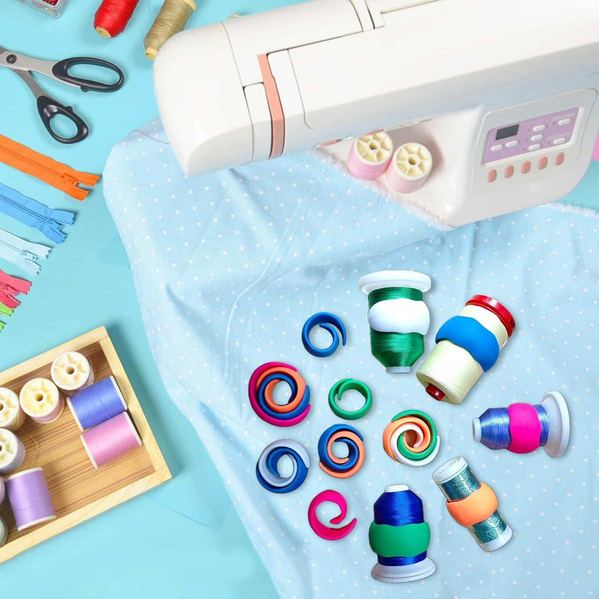 63 Colors Polyester Embroidery Machine Thread + 20 Thread Holder Kit N7456