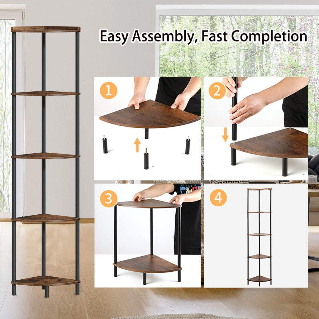 5 Tier 65" Tall Corner Shelf Z23965