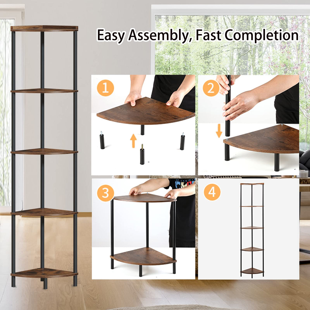 5 Tier 65" Tall Corner Shelf Z23965
