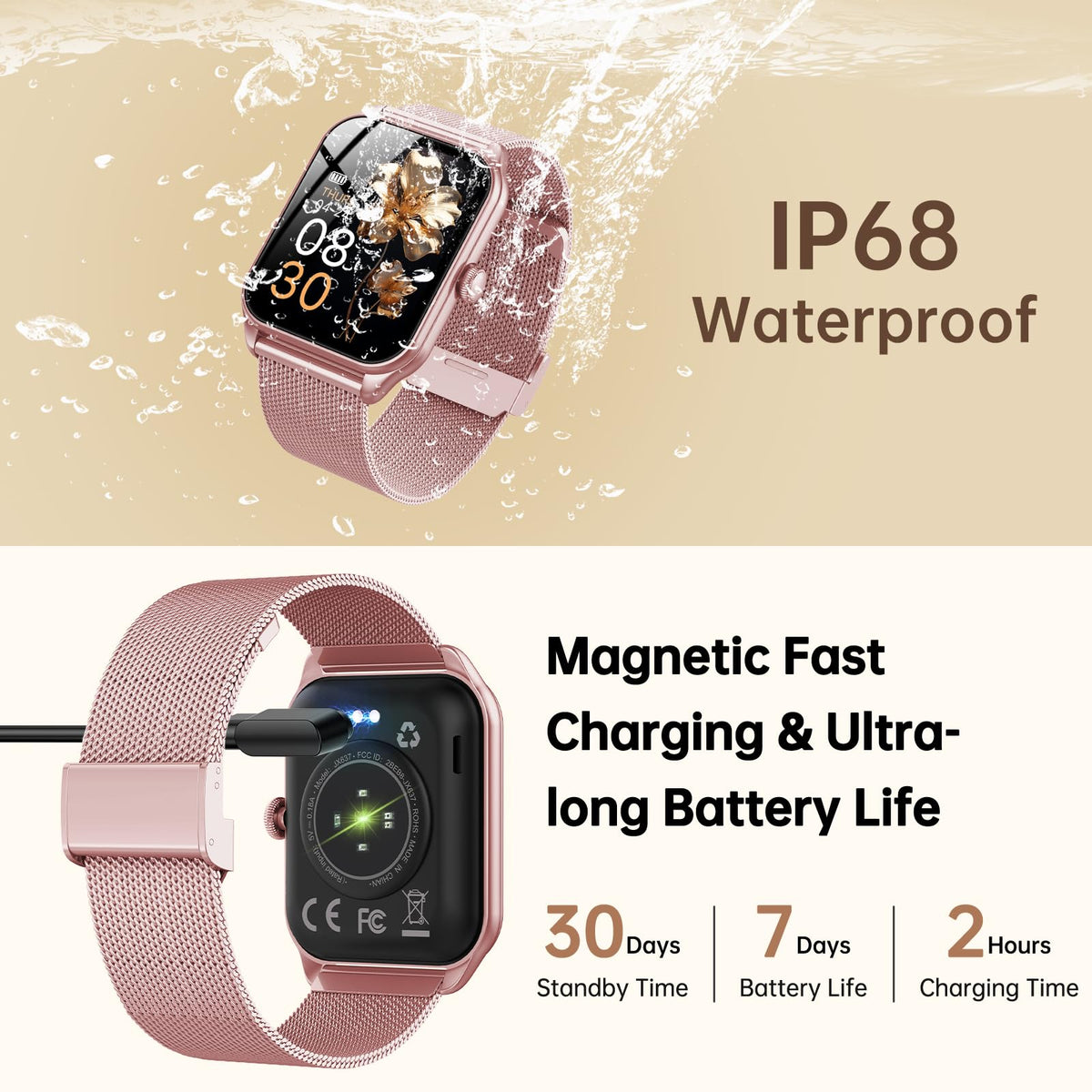 1.83" HD Waterproof Fitness Watch with Heart Rate and Sleep Monitor P73464