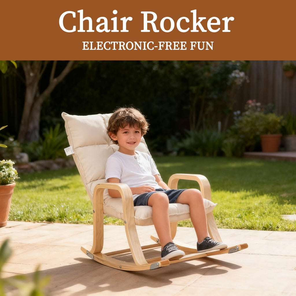 Kids' Rocking Chair with Soft Fabric (Beige) V2247