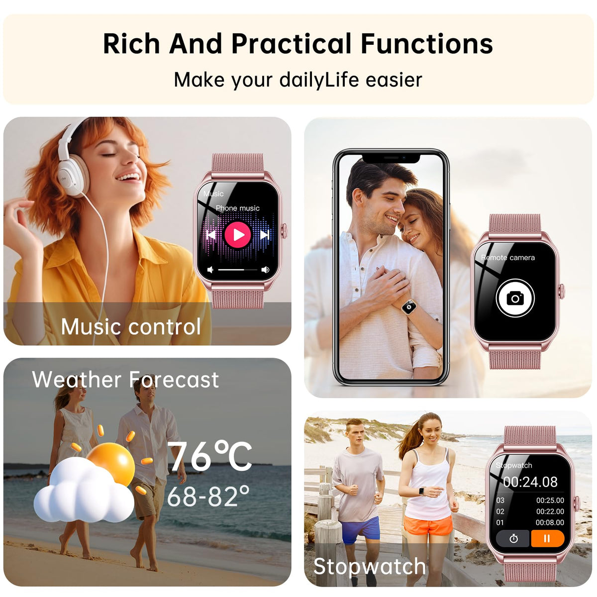 1.83" HD Waterproof Fitness Watch with Heart Rate and Sleep Monitor P73464