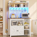 35.4 inch White Bakers Rack with Power Outlet and Storage D28717