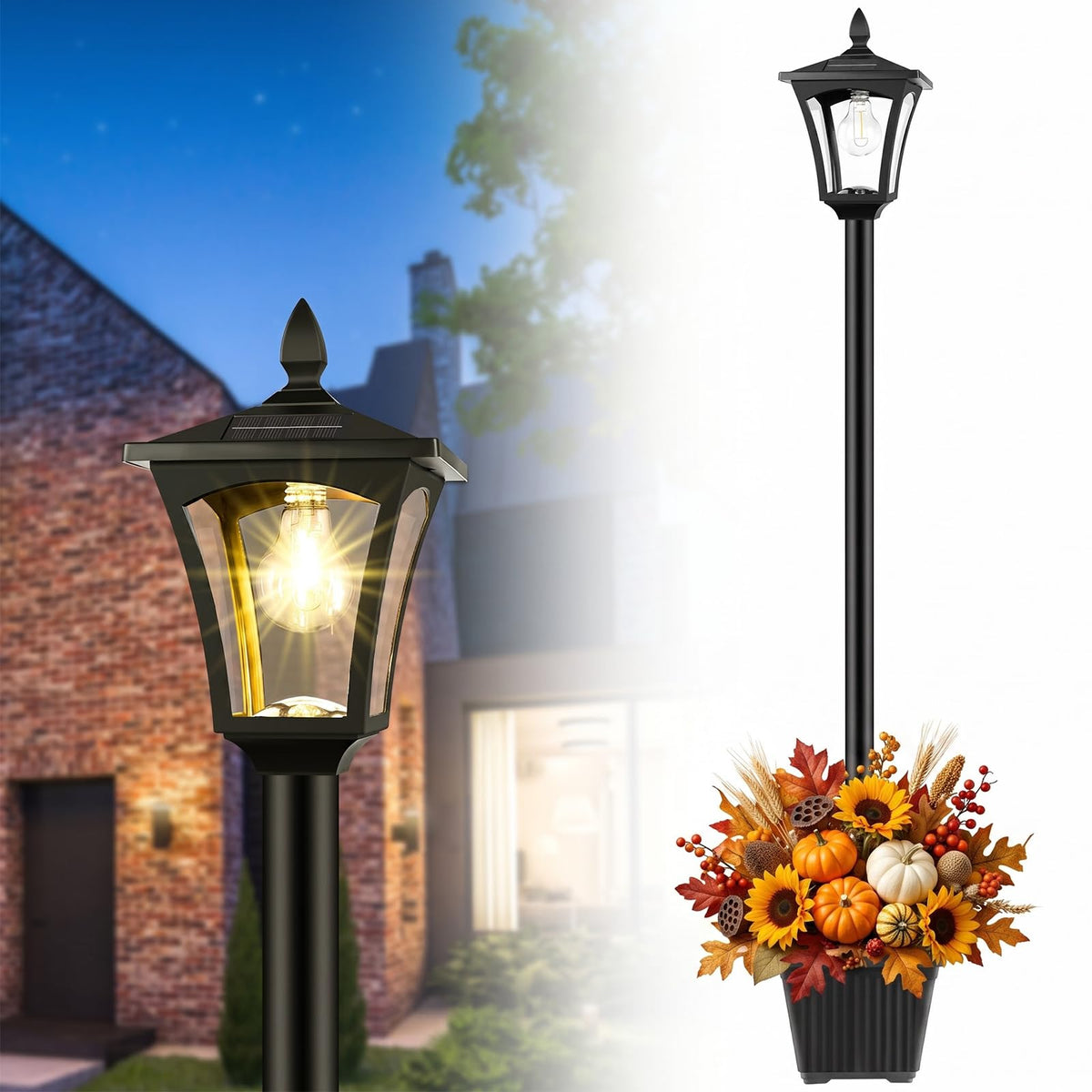 72" Waterproof Solar Outdoor Light with Planter E9657