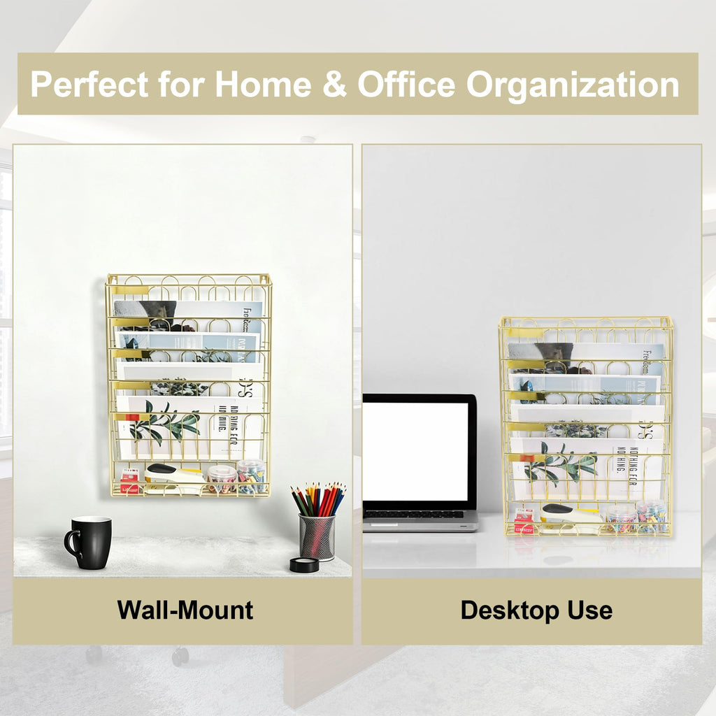 5 Tier Metal Wall File Organizer with Bottom Tray G6976