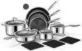 14-Piece Stainless Steel Cookware Set with 3 Silicone Trivets V4371