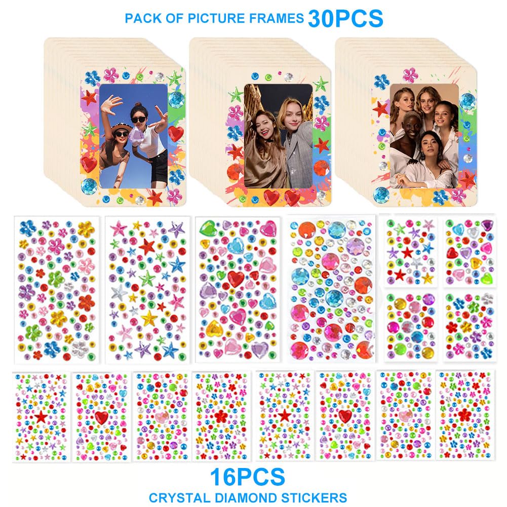 30 Pcs Wooden Picture Frame Craft Kit A248311
