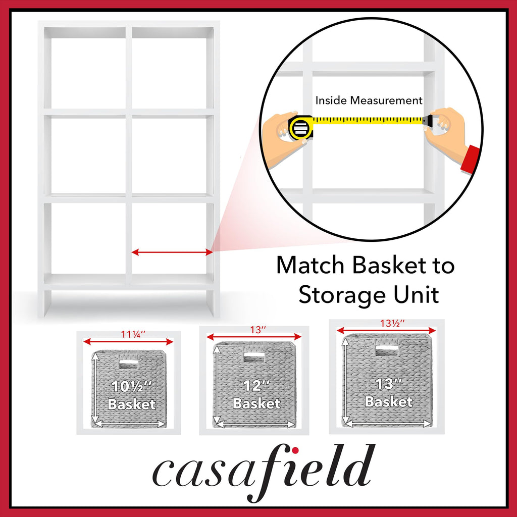 12" x 12" Water Hyacinth Storage Baskets, Set of 6 Collapsible Cube Organizers P377233