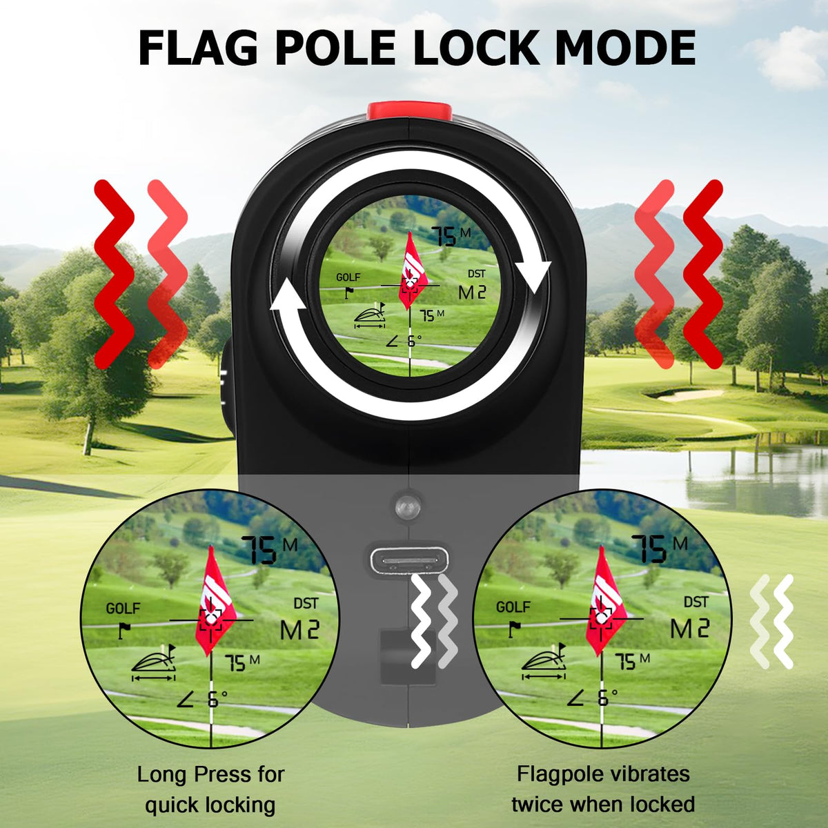 1200 Yards Golf Rangefinder with Slope, 7X Magnification, Rechargeable Battery W208251