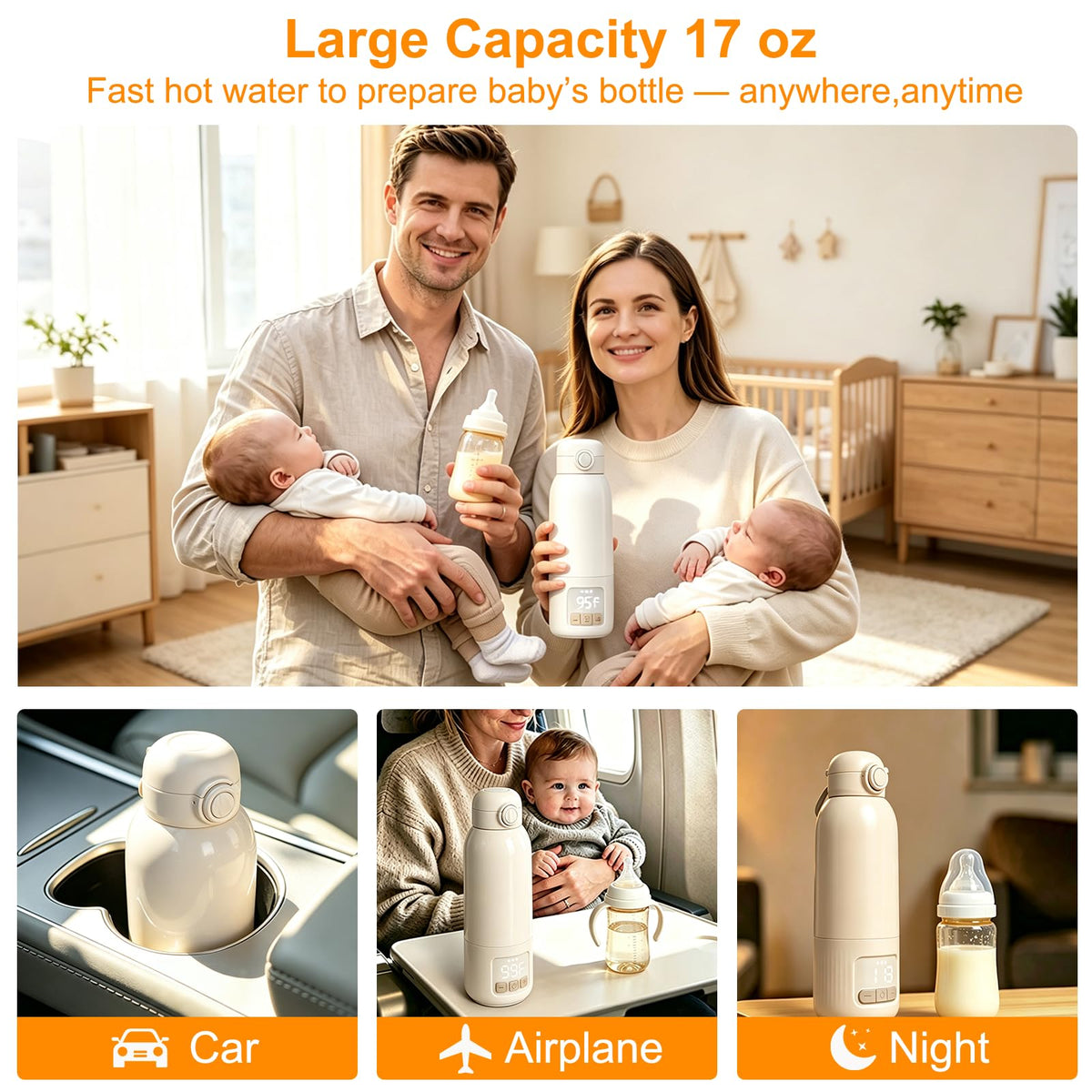 Portable Bottle Warmer 17OZ /500ml White S359