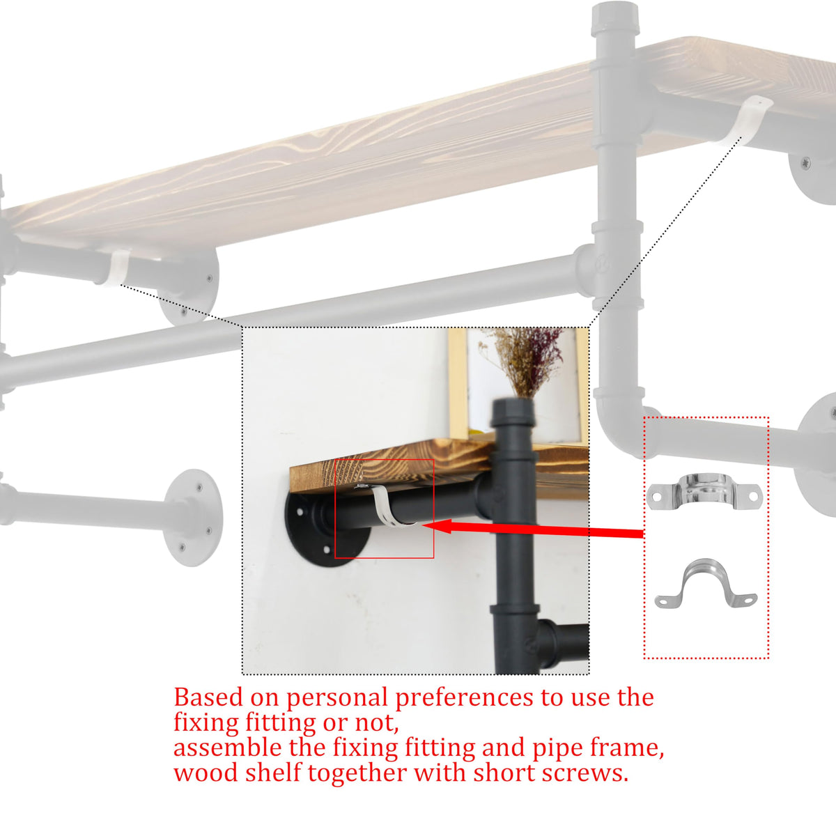 Wall Mounted Clothes Rack with Shelf J2849