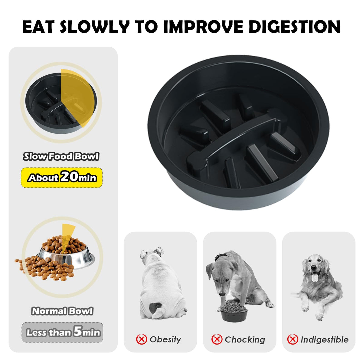 Height Adjustable Dog Bowl Stand with Stainless Steel Slow Feeder Bowls J724
