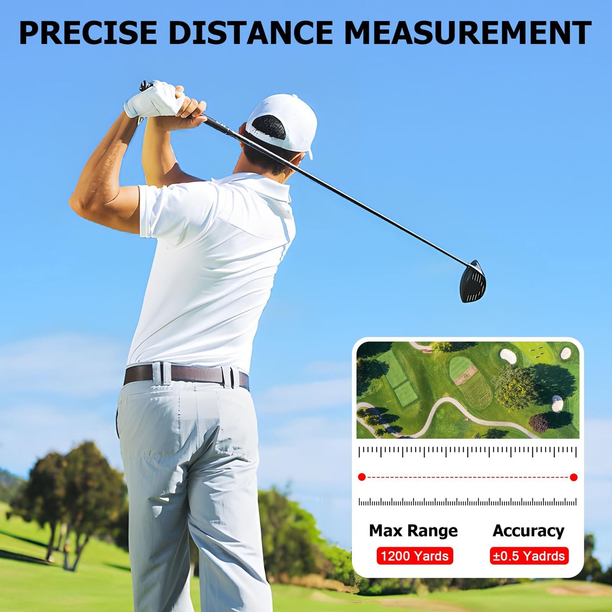 1200 Yards Golf Rangefinder with Slope, 7X Magnification, Rechargeable Battery W208251
