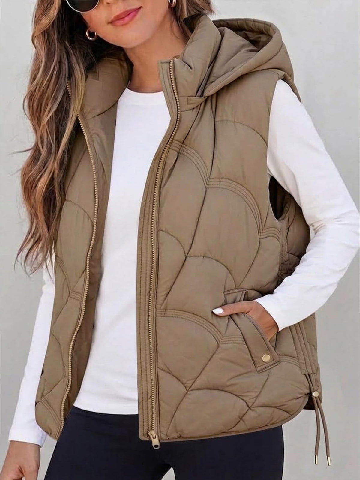 Sleeveless Zip Up Puffer Vest E218207