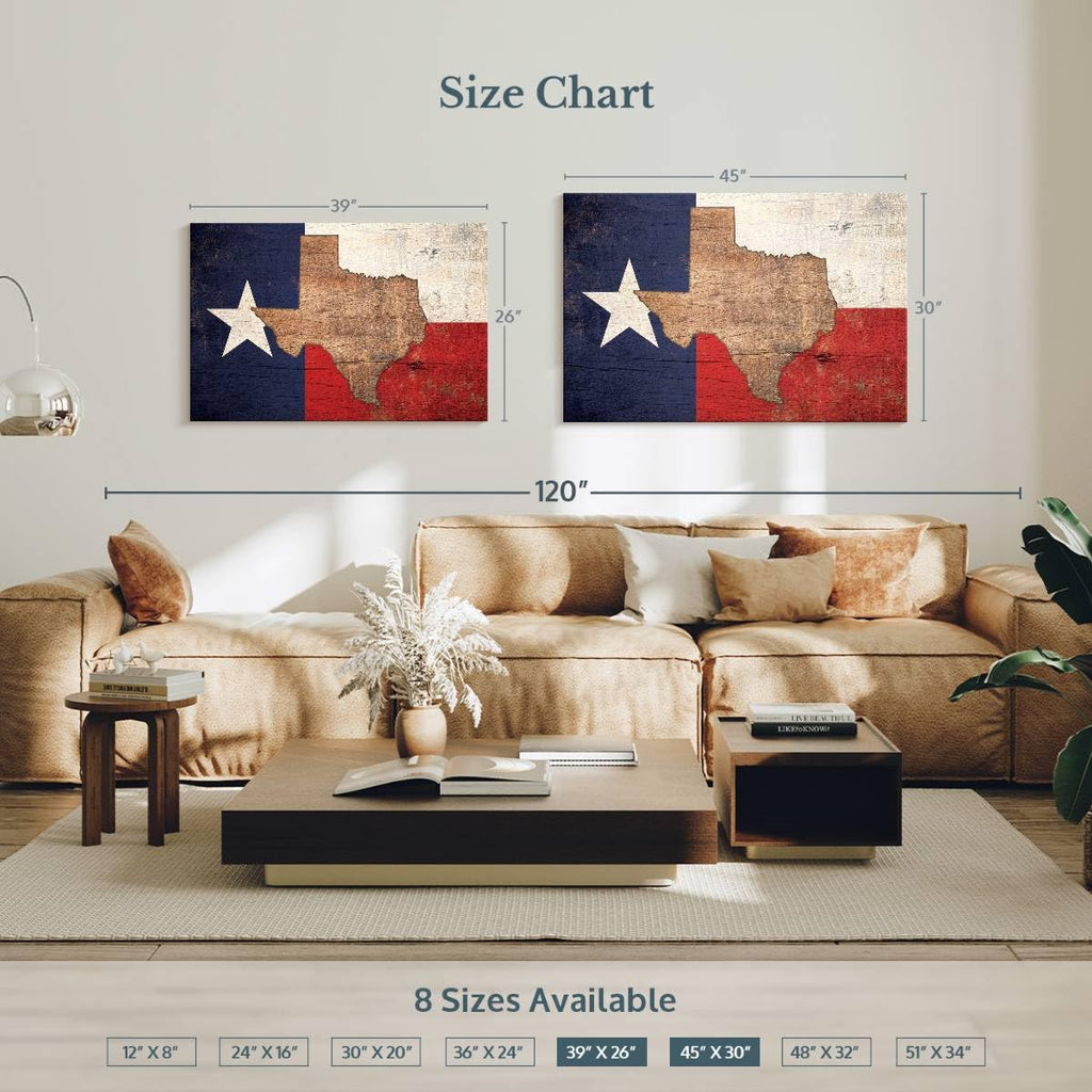 Texas Flag Horizontal Wrapped Canvas Wall Art W70993