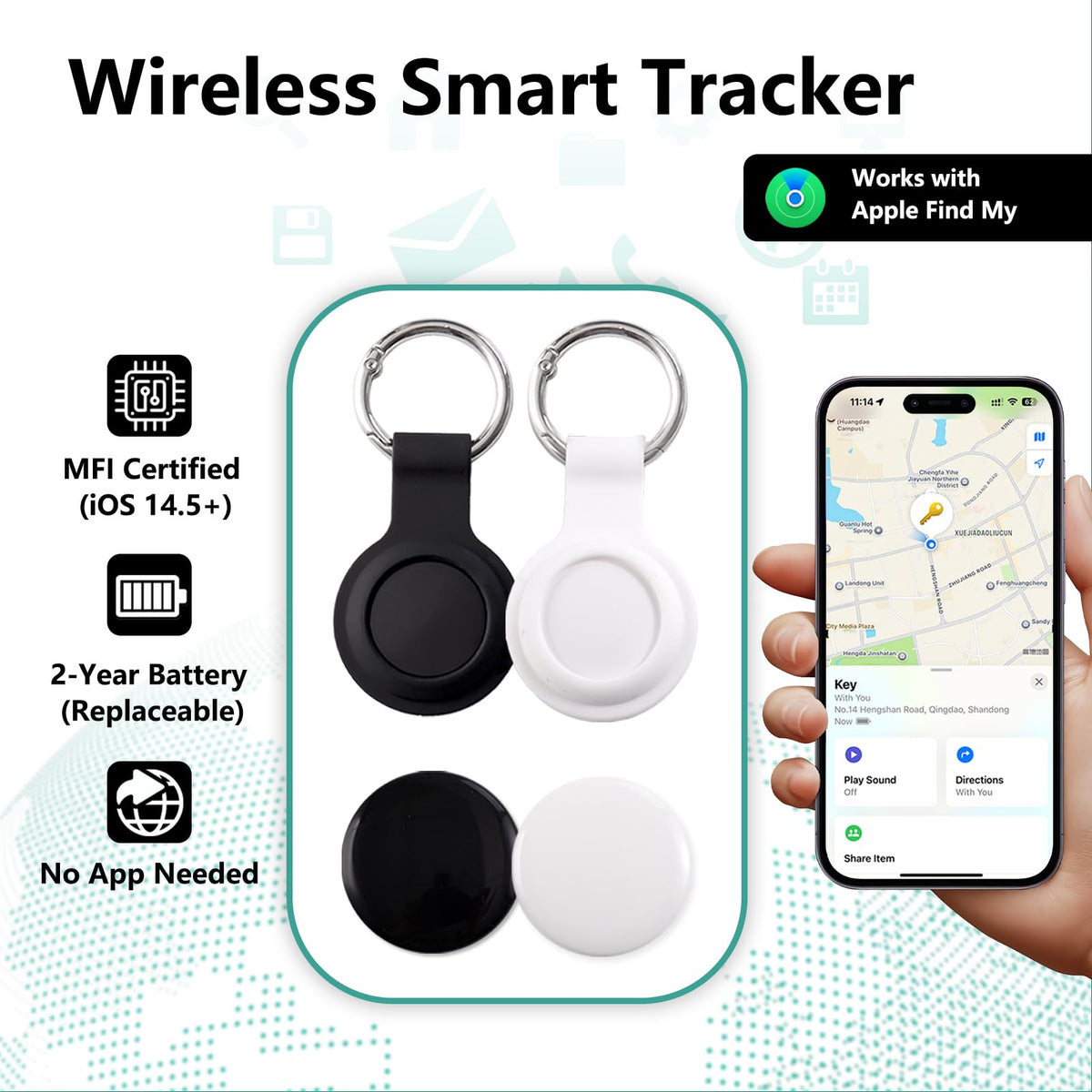 2 Pack GPS Tracker and 2 Keychains for Vehicles H9152