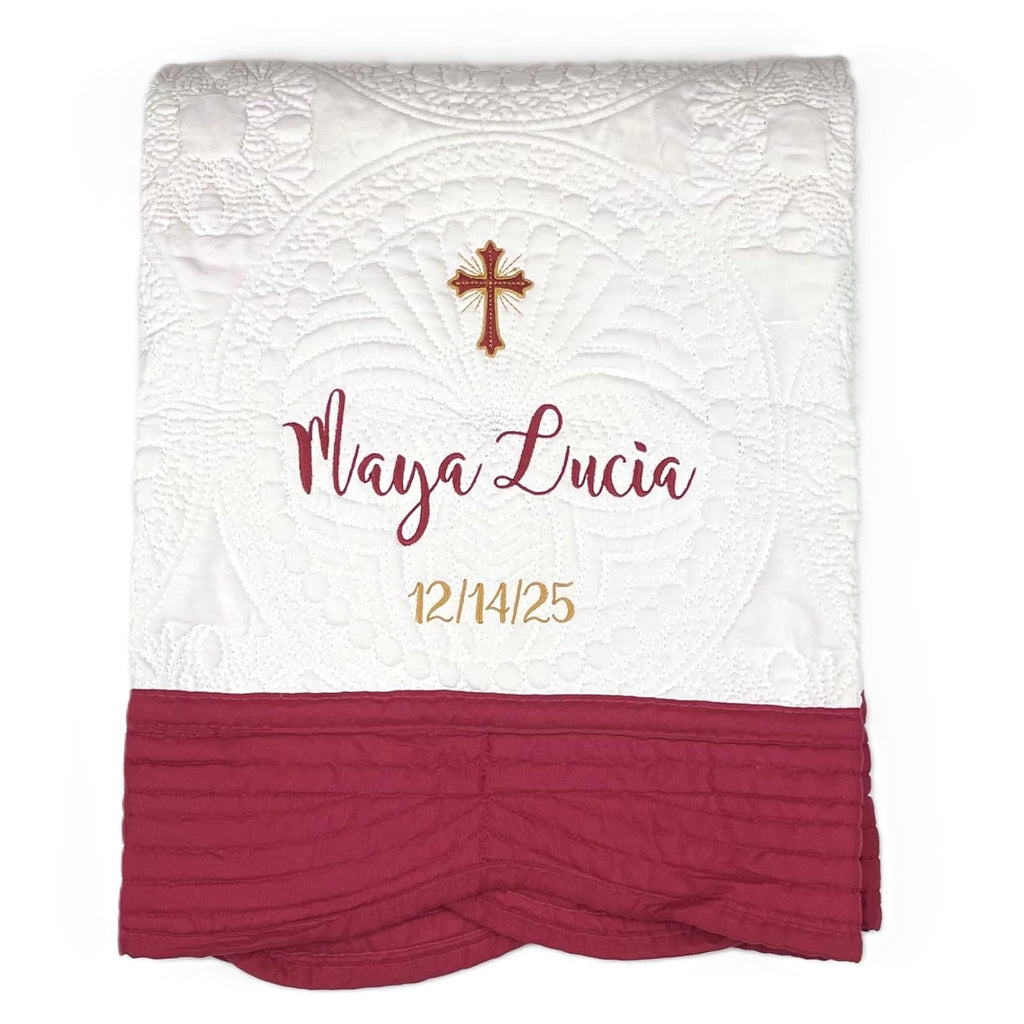 Custom Embroidered Baby Quilt Blankets, 2 Sizes F490