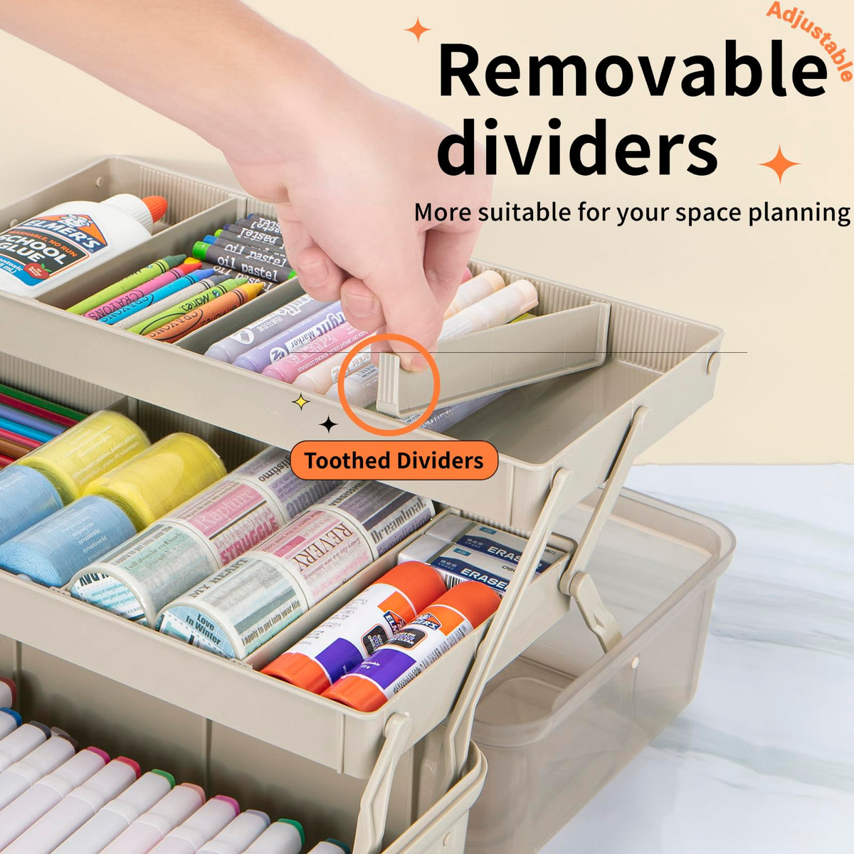 14in 3-Layer Multipurpose Craft Organizer and Storage with Adjustable Dividers R512