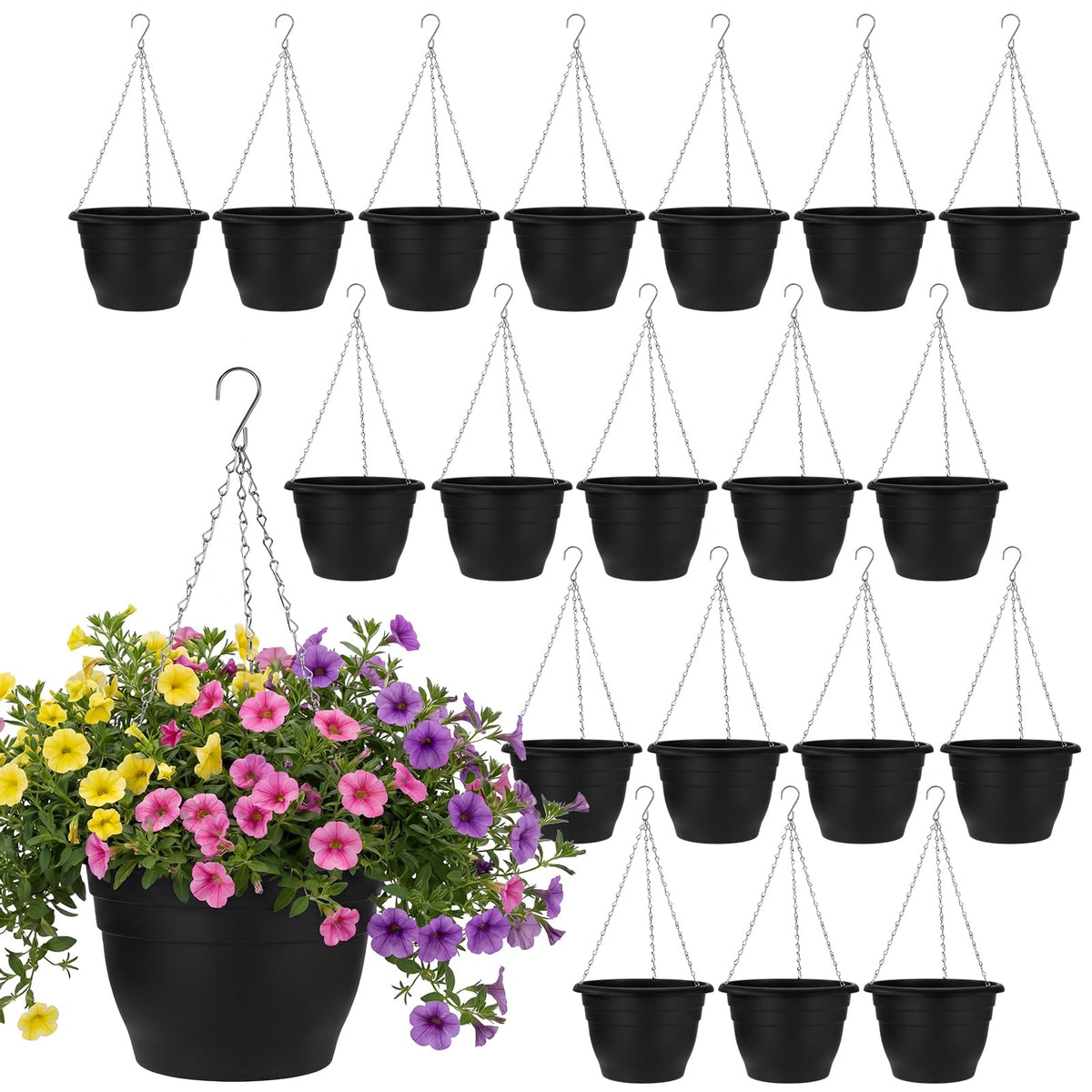 20 Pack 10 Inch Hanging Planter Basket with Drainage Tray G2115