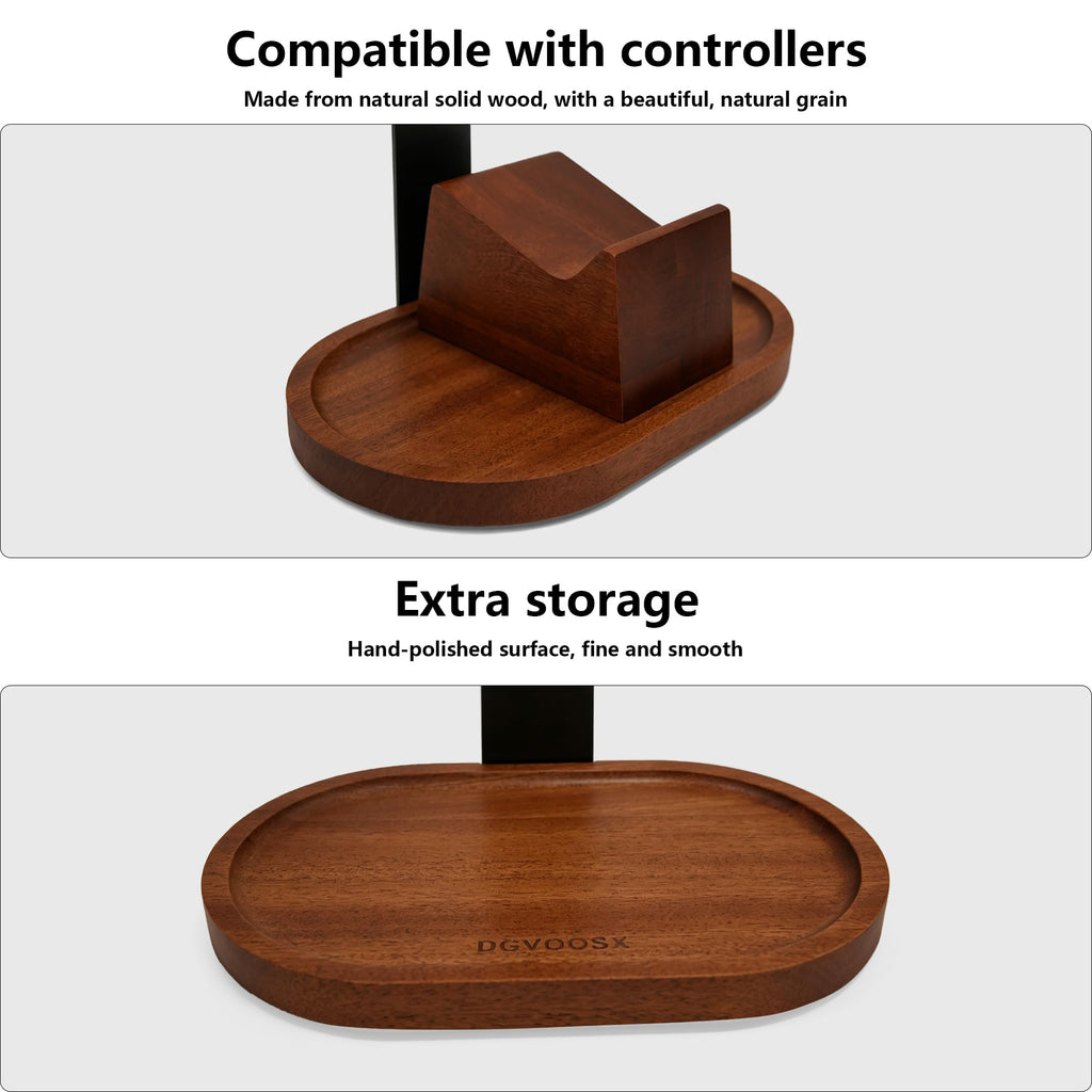 Wooden Headphone Stand with Storage Base W76596