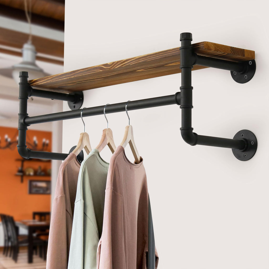 Wall Mounted Clothes Rack with Shelf J2849