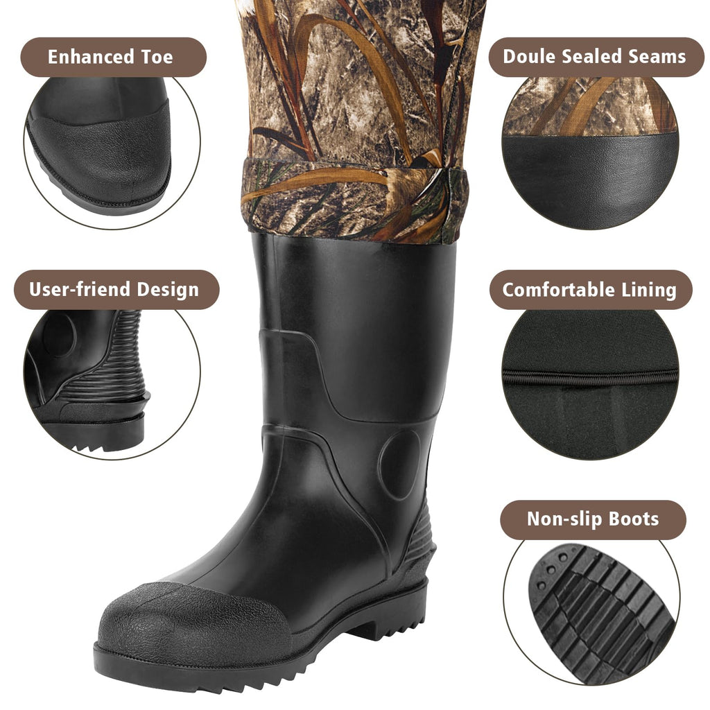 Waterproof Neoprene Chest Waders with Boots N176