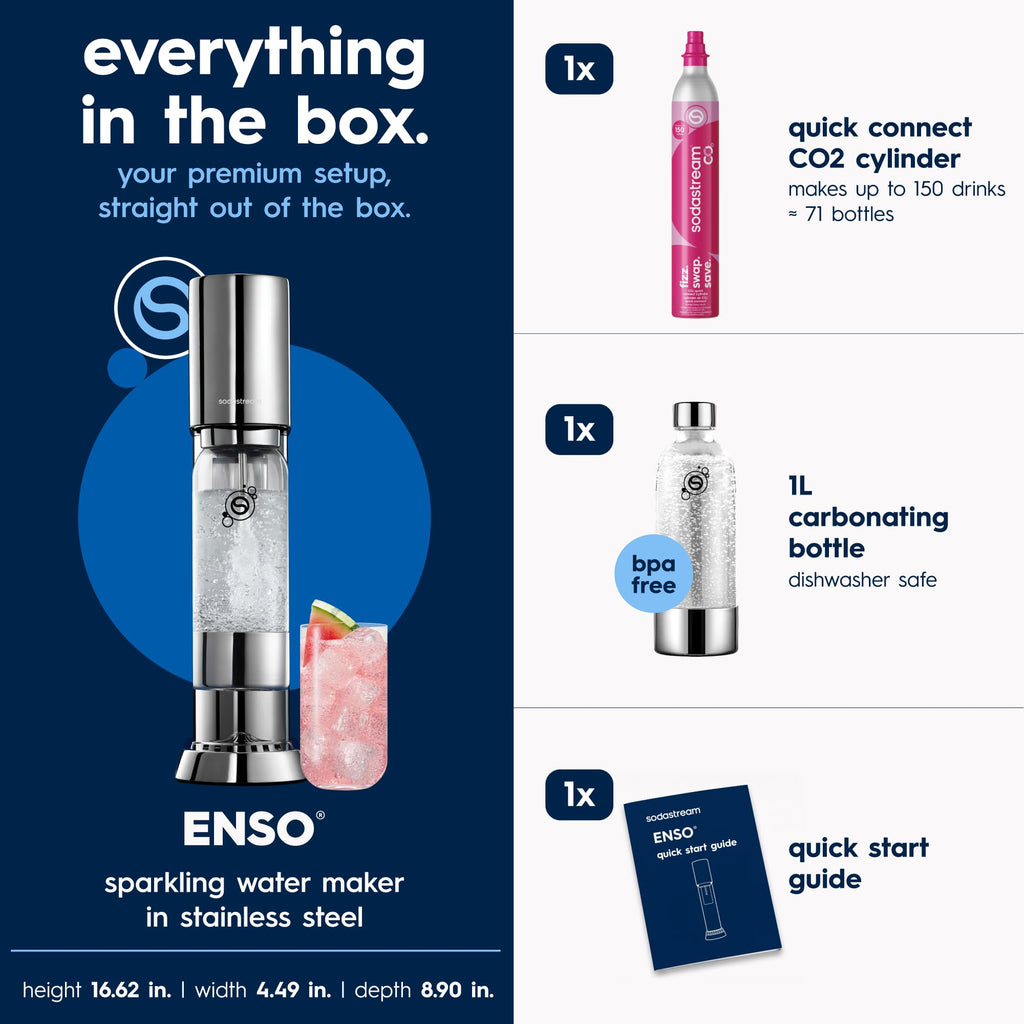 Stainless Steel Sparkling Water Maker with 60L CO2 Cylinder and Bottle I196194