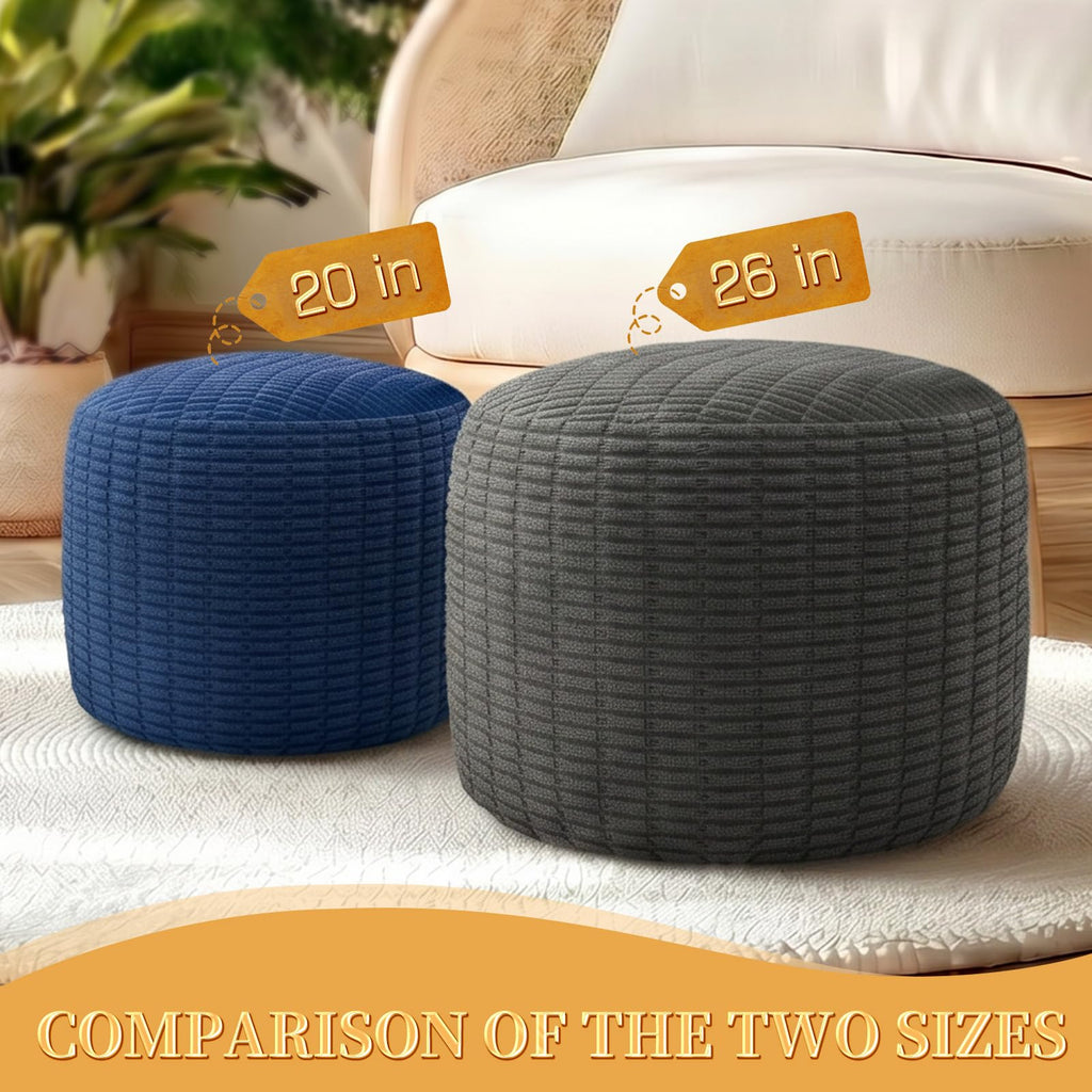 Round Corduroy Ottoman Pouf I491