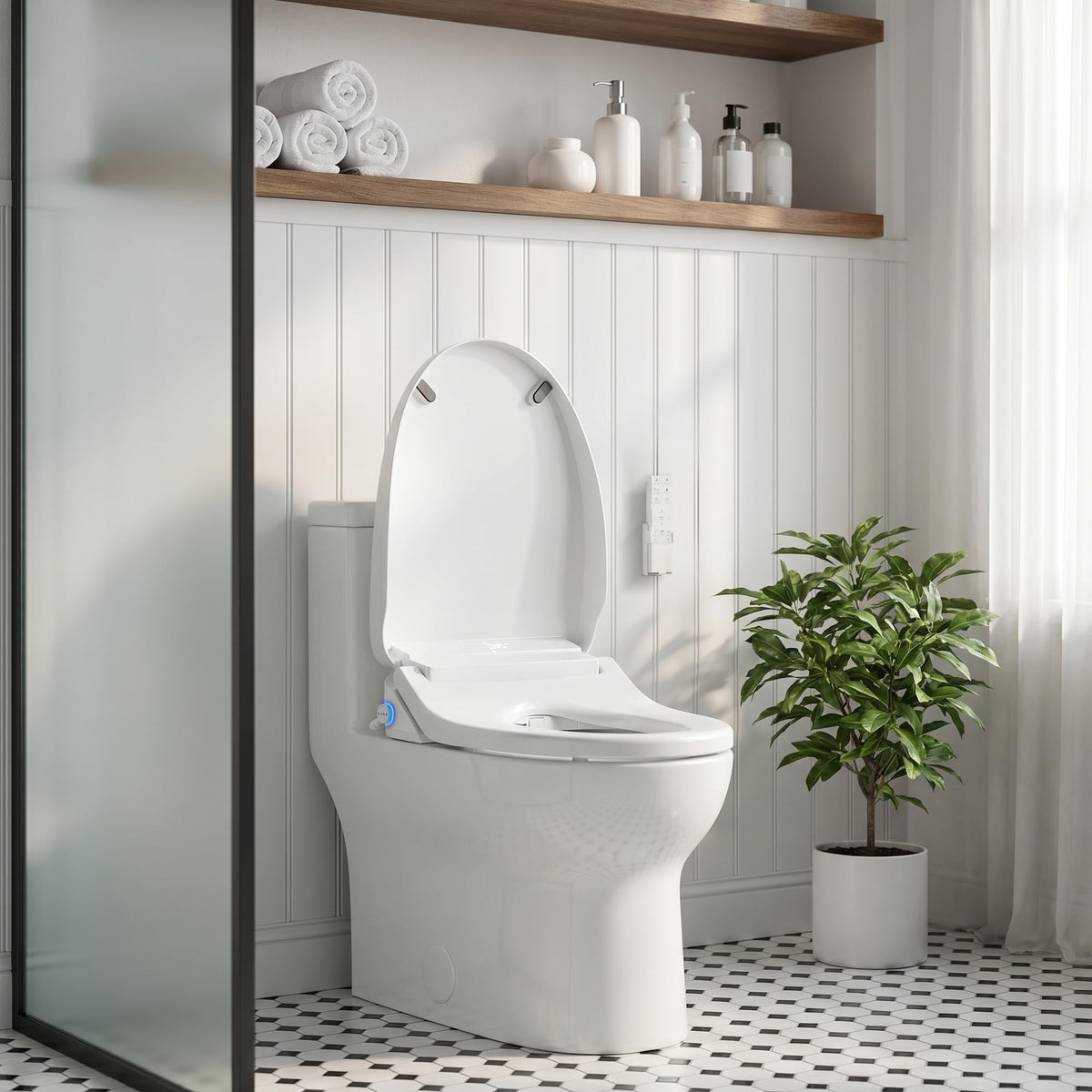 Smart Bidet Toilet Seat with Warm Water, Heated Seat, Remote - White E2728