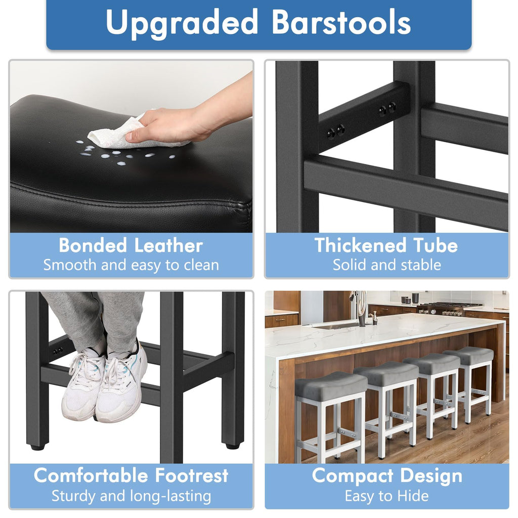 Bonded Leather Counter Height Bar Stools Set of 2 Q15144