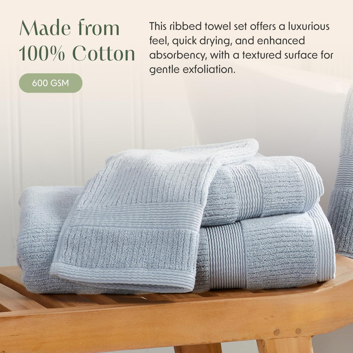 100% Cotton 6-Piece Blue Bath Towel Set S764