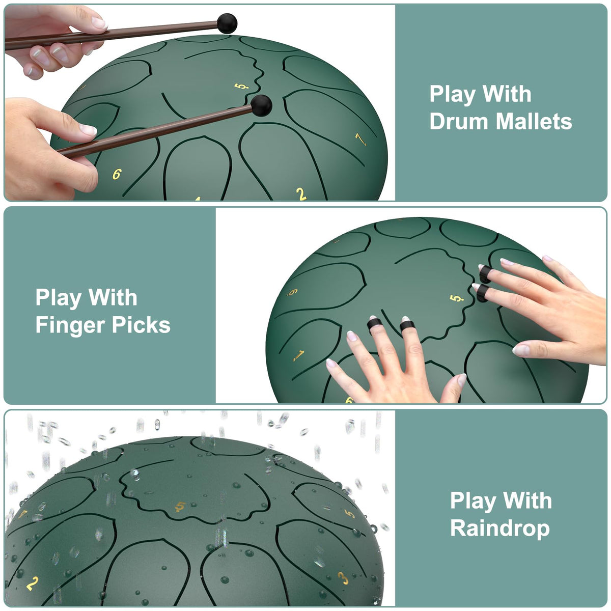 8 Inches 11 Notes Steel Tongue Drum with Bag U823