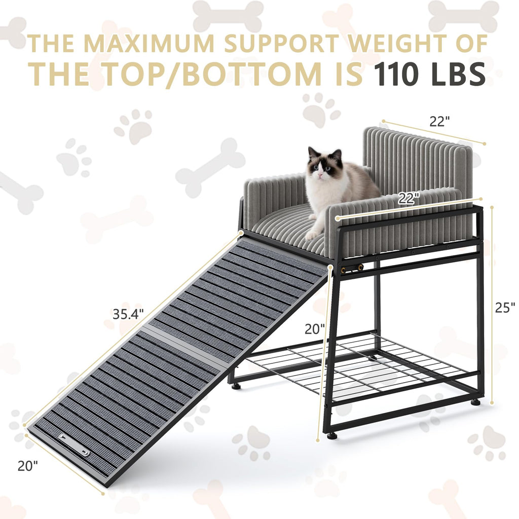 Dog Window Perch with Stairs and Storage J5422