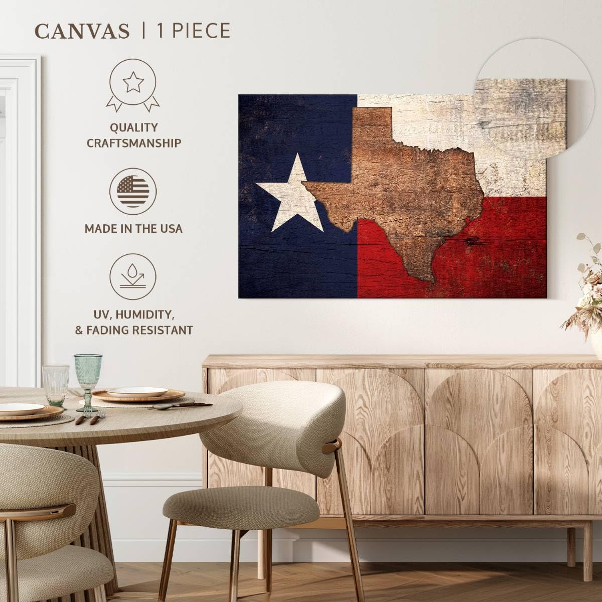 Texas Flag Horizontal Wrapped Canvas Wall Art W70993