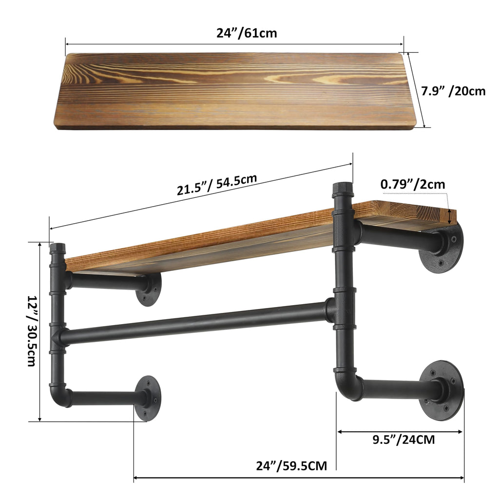 Wall Mounted Clothes Rack with Shelf J2849