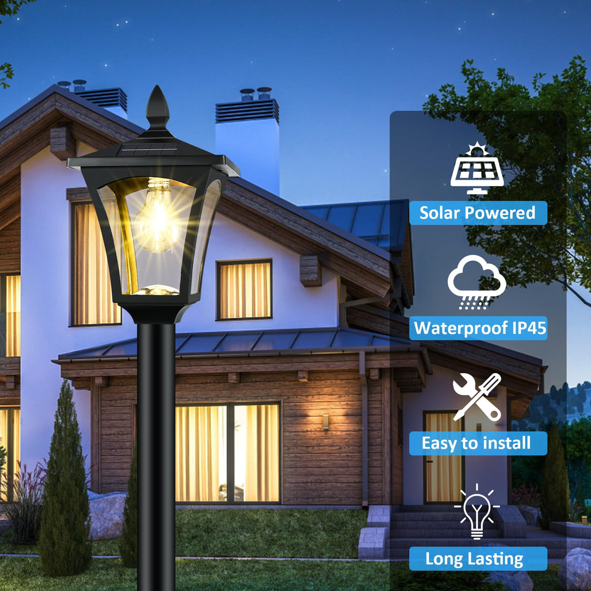 72" Waterproof Solar Outdoor Light with Planter E9657