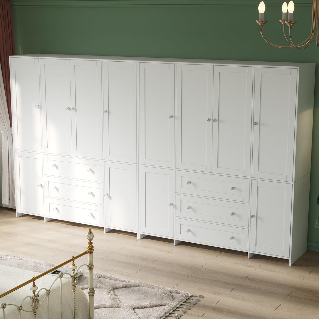 71" Armoire Wardrobe Closet with Drawers and Mirror F1631