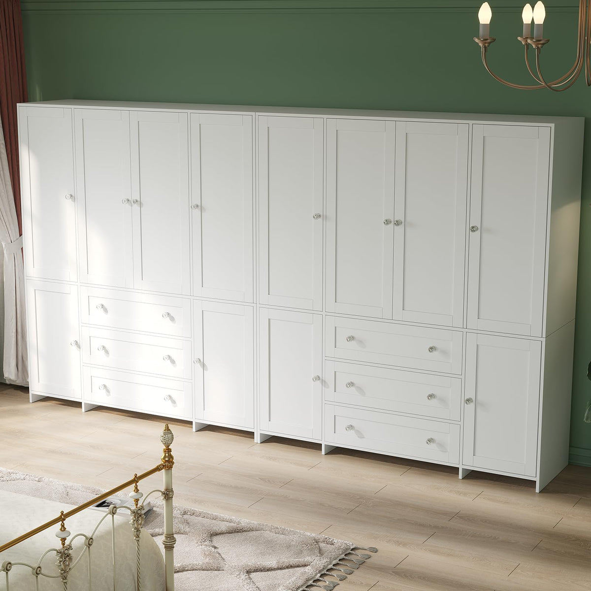 71" Armoire Wardrobe Closet with Drawers and Mirror F1631