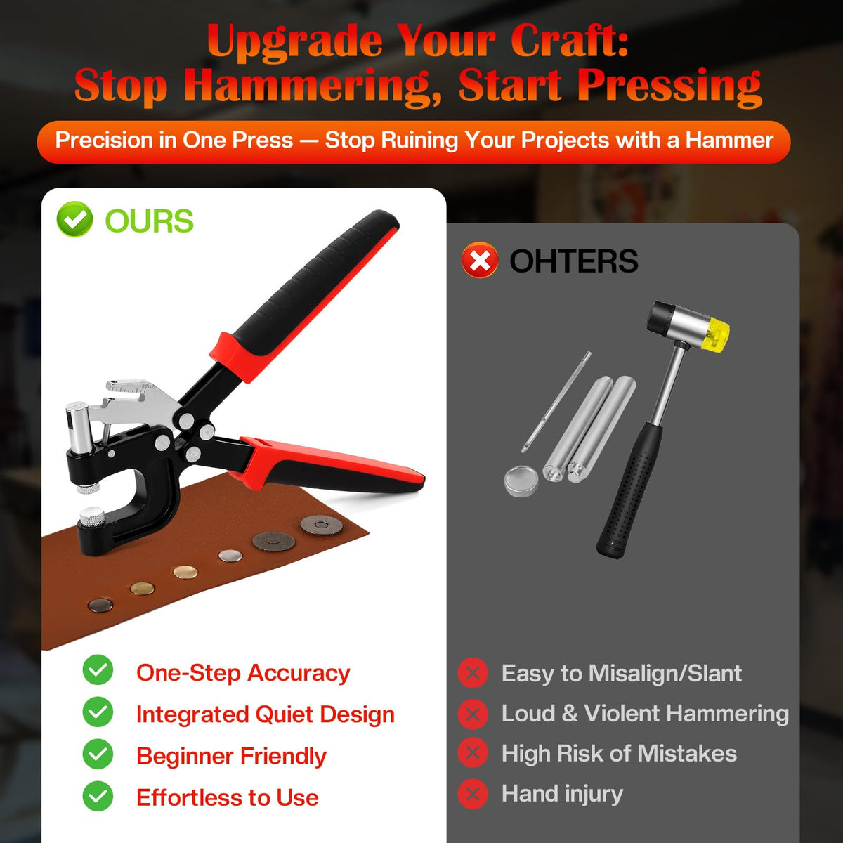 Leather Rivets & Magnetic Snaps Fastener Kit with Installation Plier B943