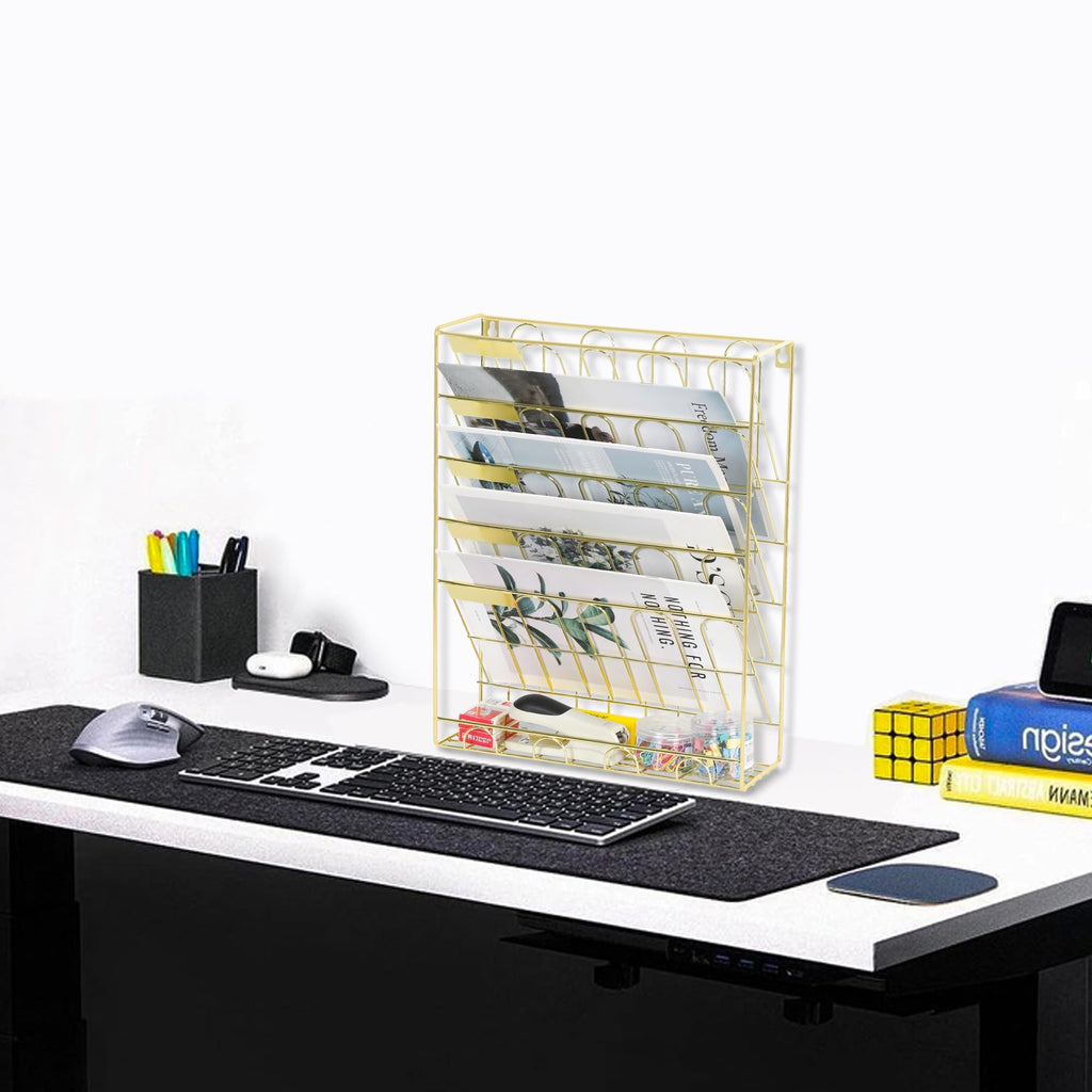 5 Tier Metal Wall File Organizer with Bottom Tray G6976