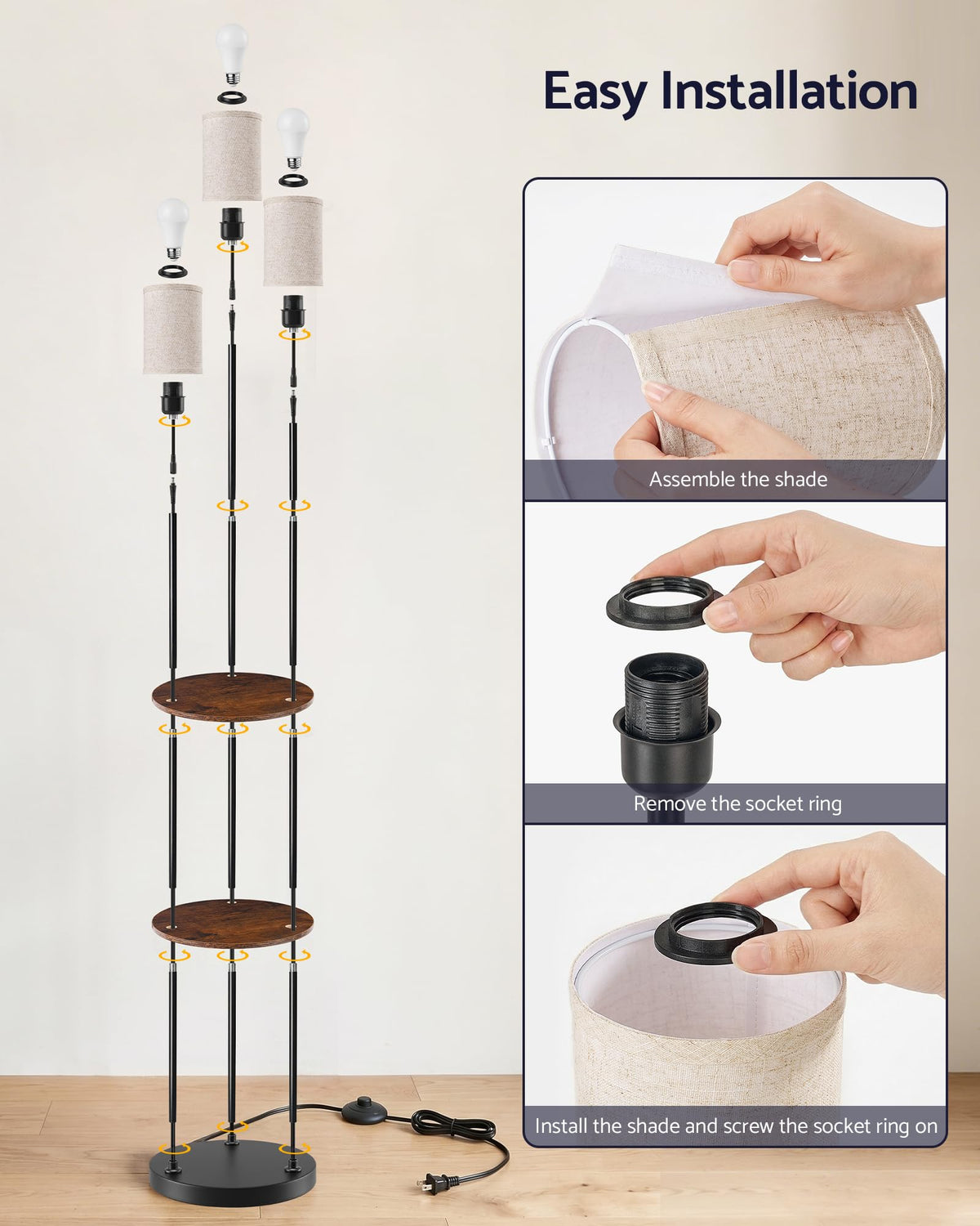 71" Floor Lamp with Shelves P9349