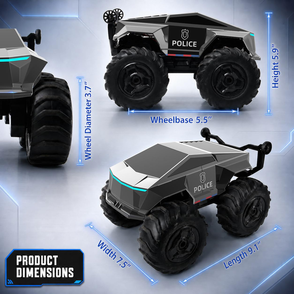 1:16 Amphibious 4WD Waterproof RC Truck with 2 Rechargeable Batteries H155