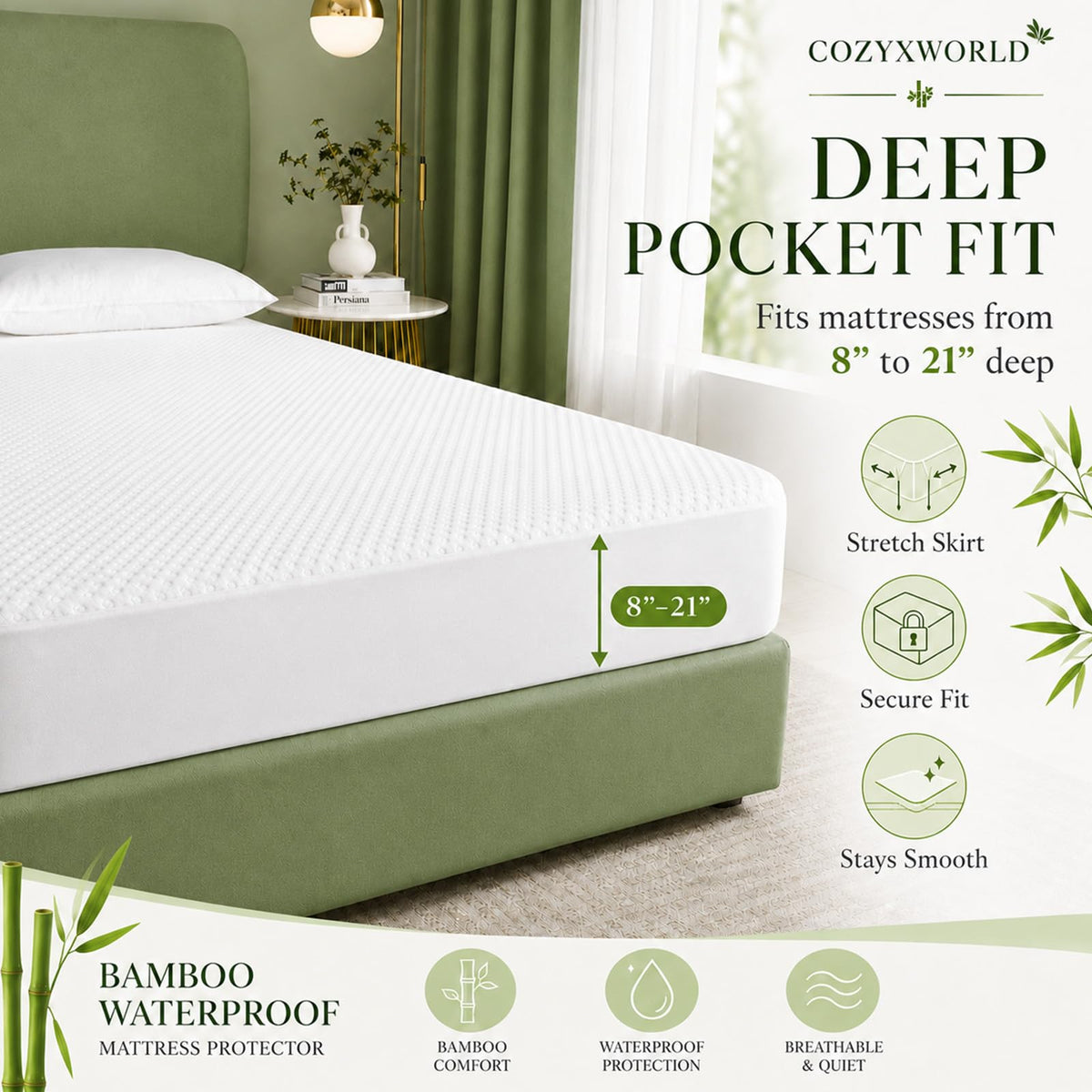 Queen Waterproof Cooling Mattress Protector N822