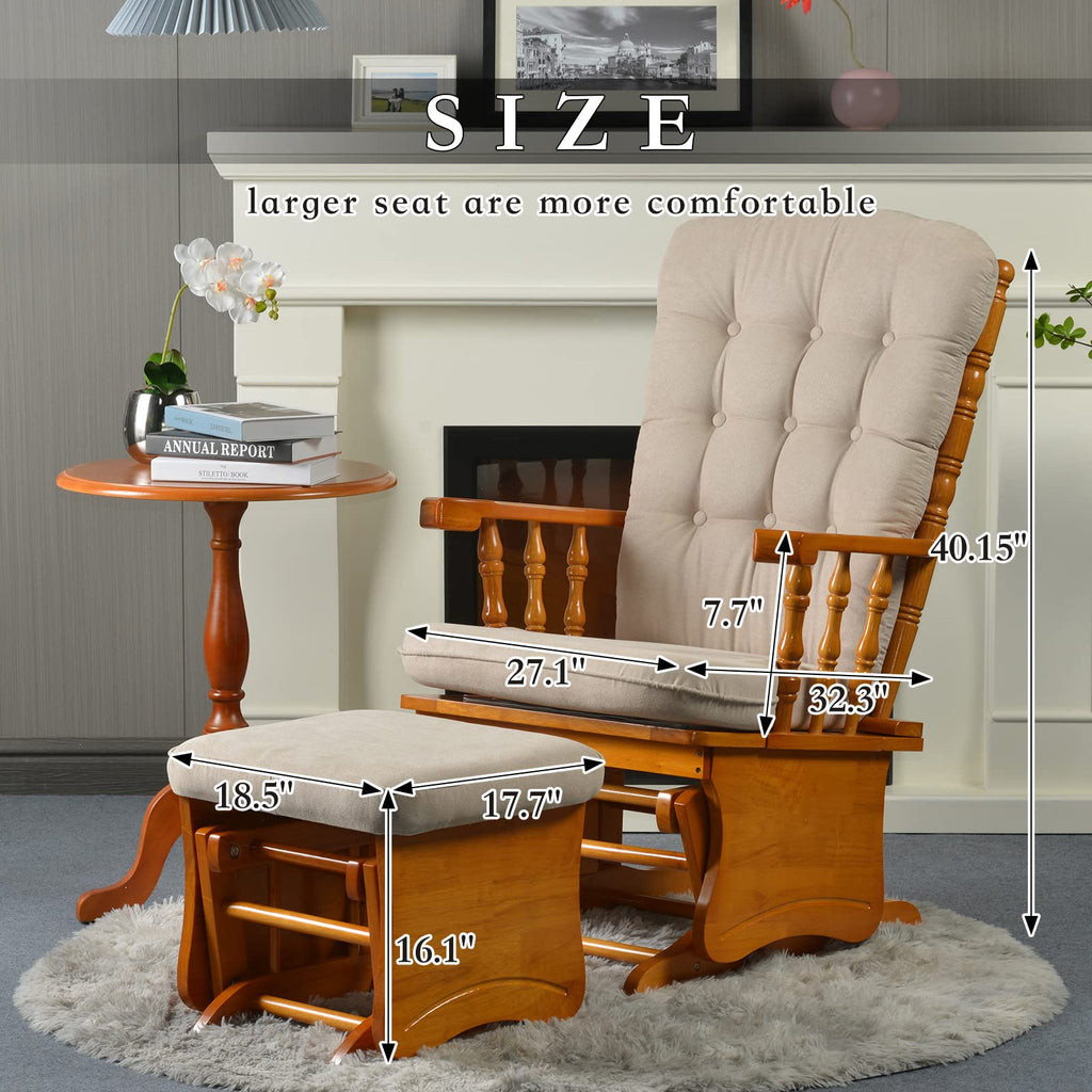 Honey Wood Finish Glider Chair with Ottoman F2709
