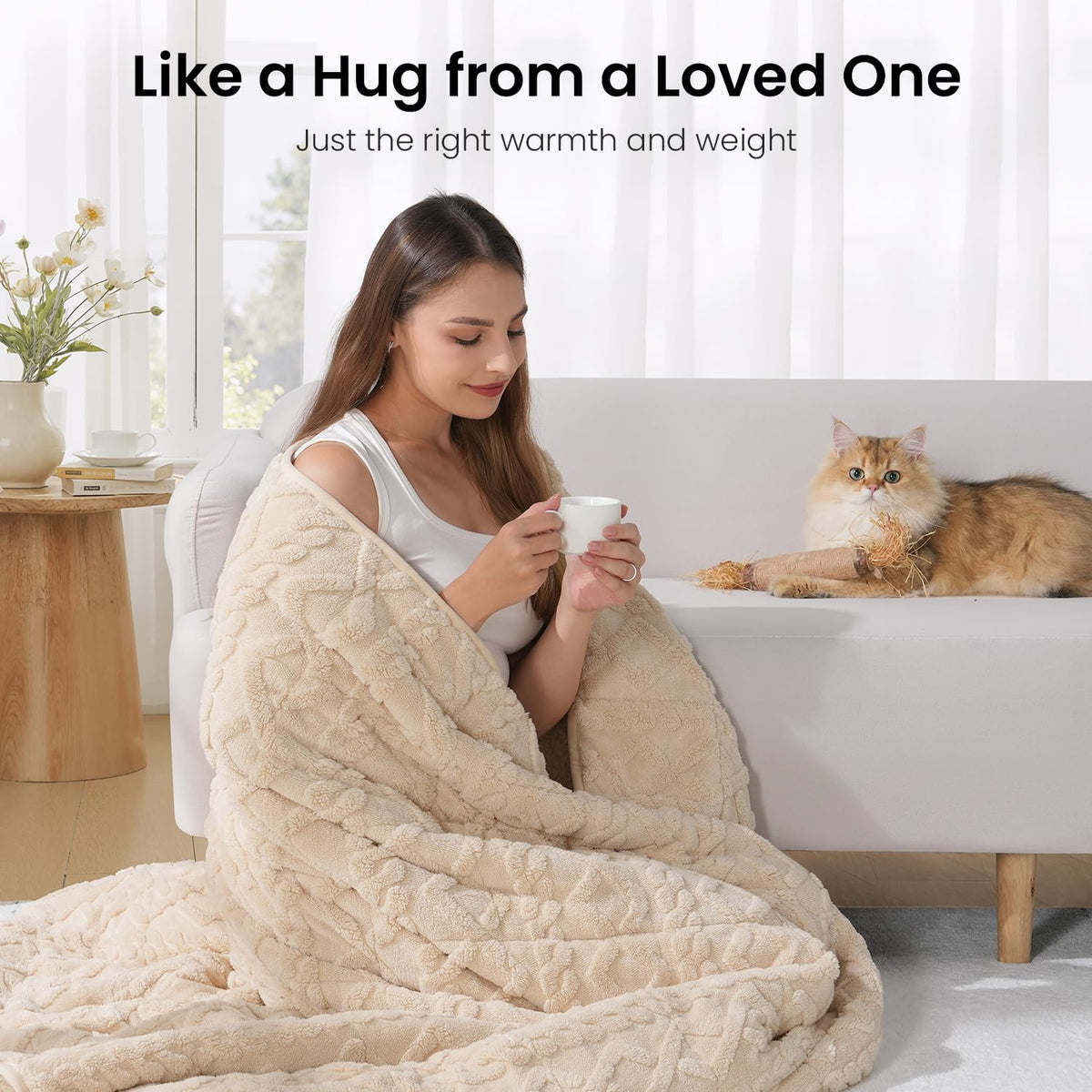 Weighted Blanket Queen Size 15lbs Beige 60 x 80 inches A474988