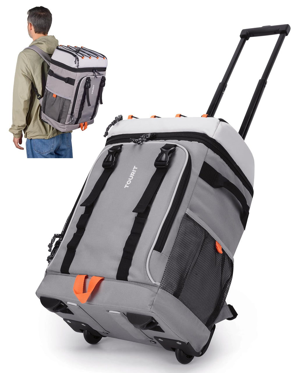 36/50 Cans Insulated Rolling Cooler Backpack with Wheels Y9056